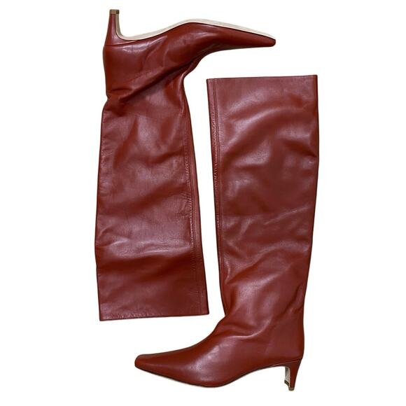 Staud Wally Tall Boots In Red Pinot Leather 10 NWOB - Picture 5 of 8